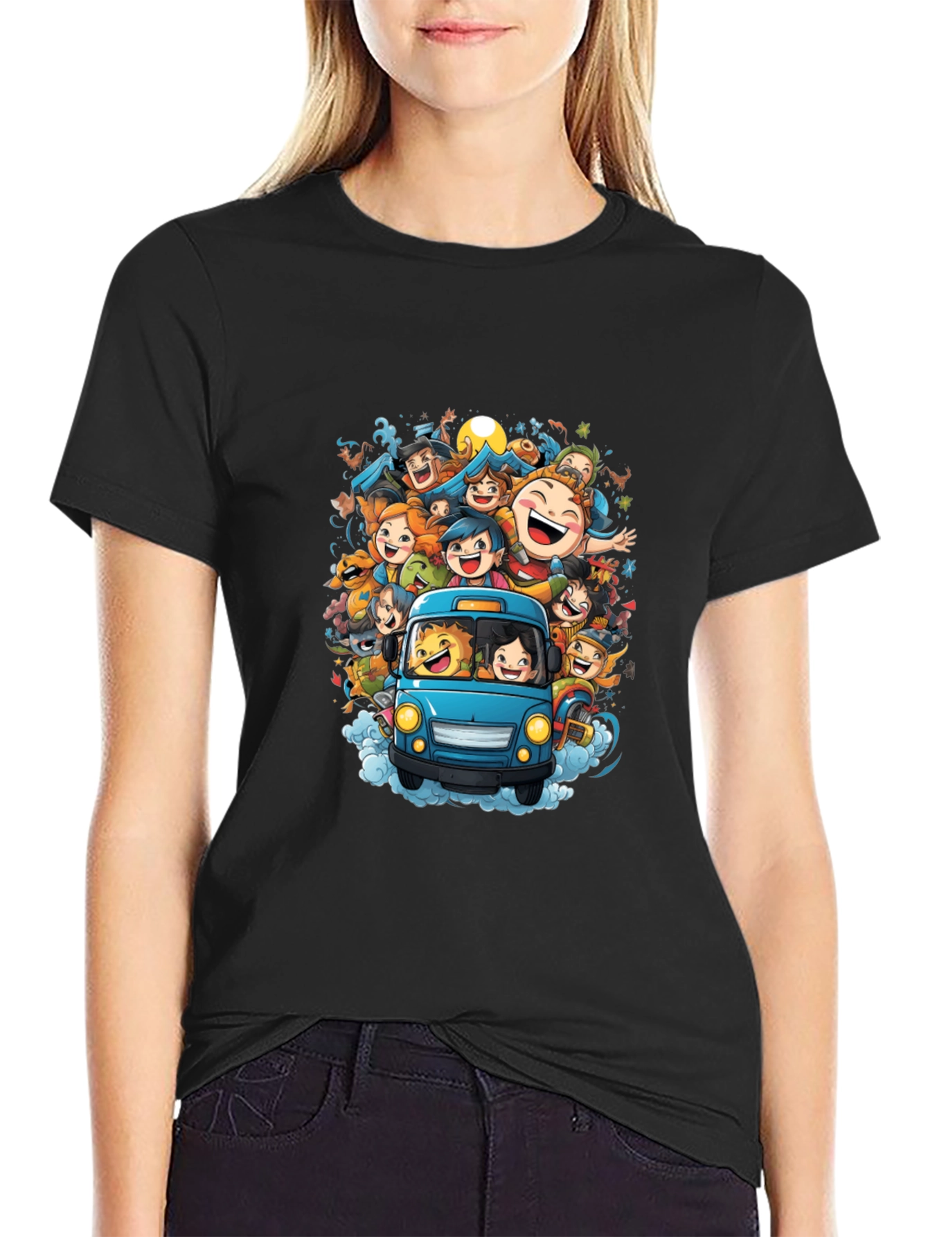 Cartoon Crowd Ride T-Shirt