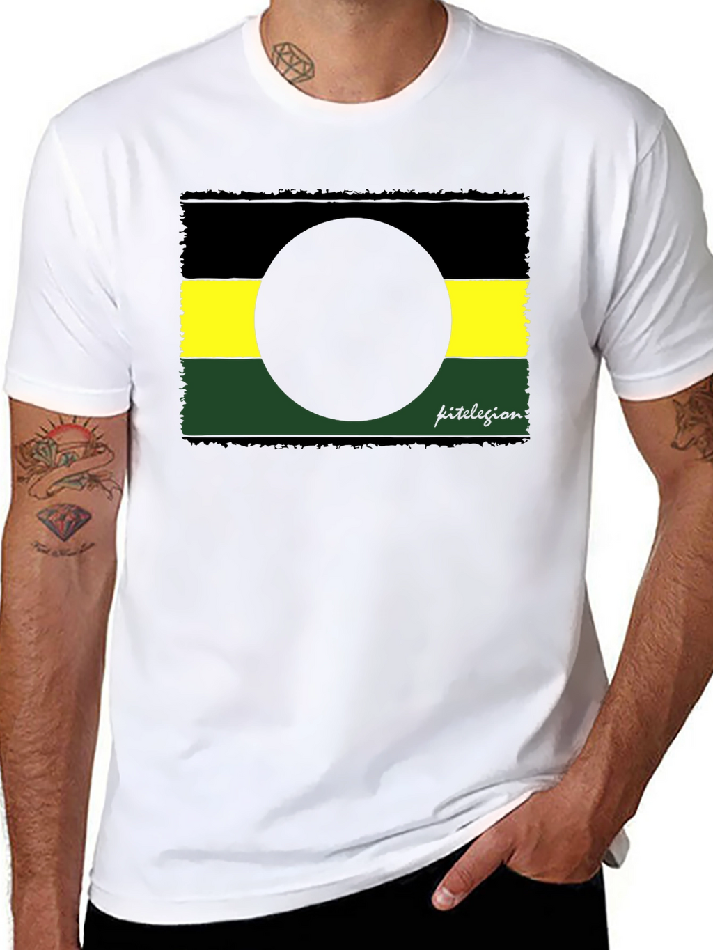 Abstract Graphic Tee - Black Yellow Green Design