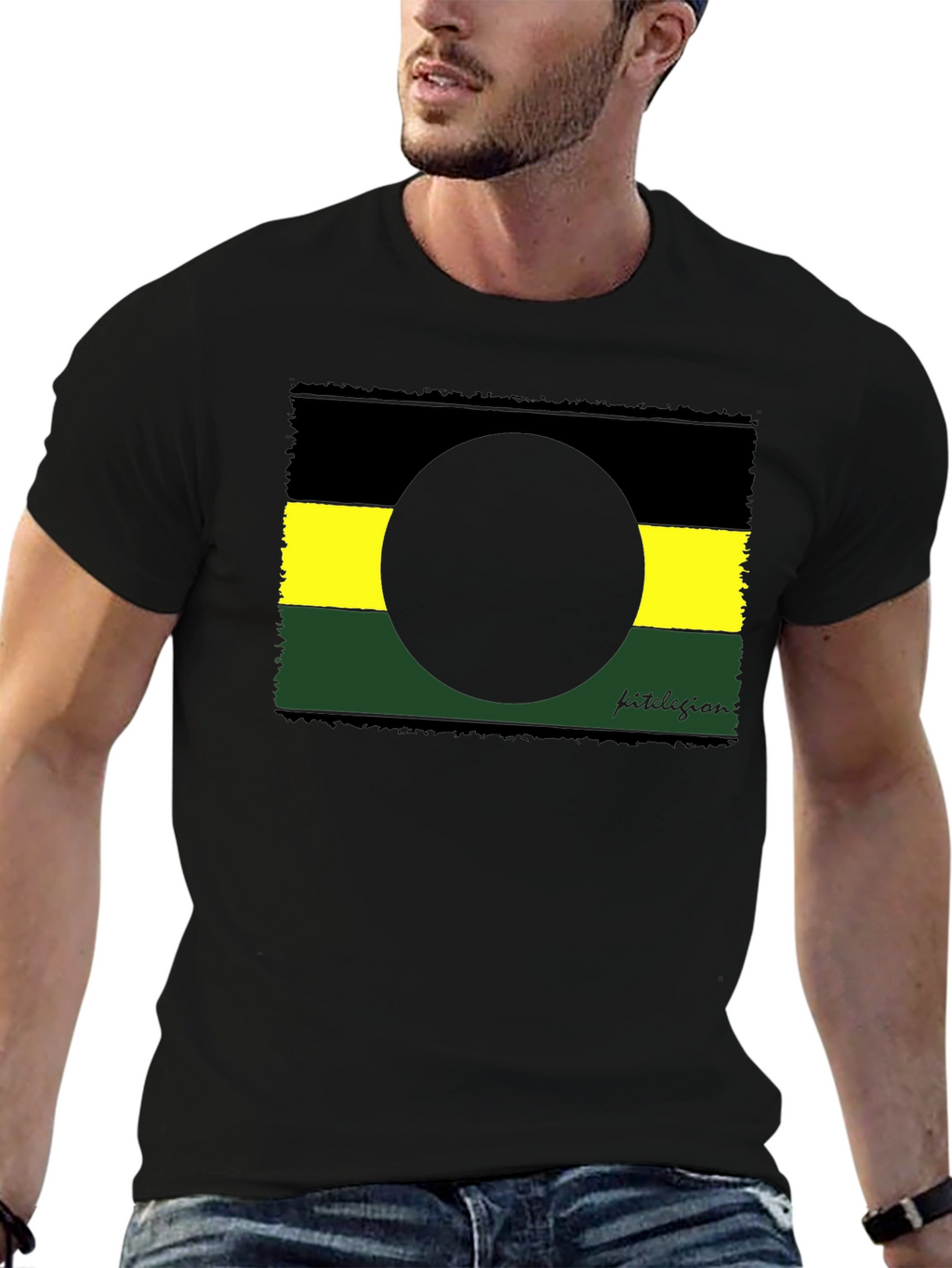 Abstract Graphic Tee - Black Yellow Green Design