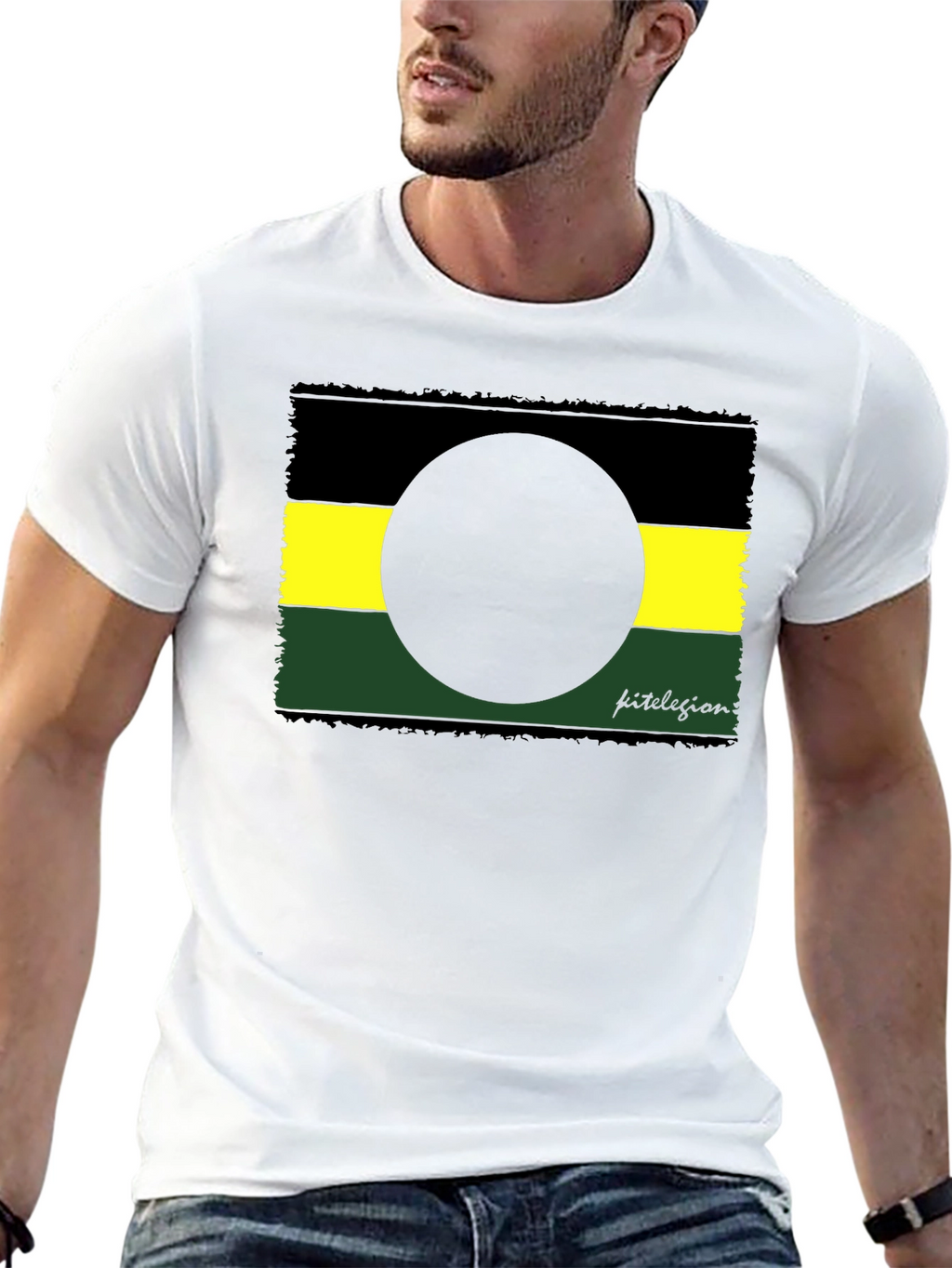 Abstract Graphic Tee - Black Yellow Green Design