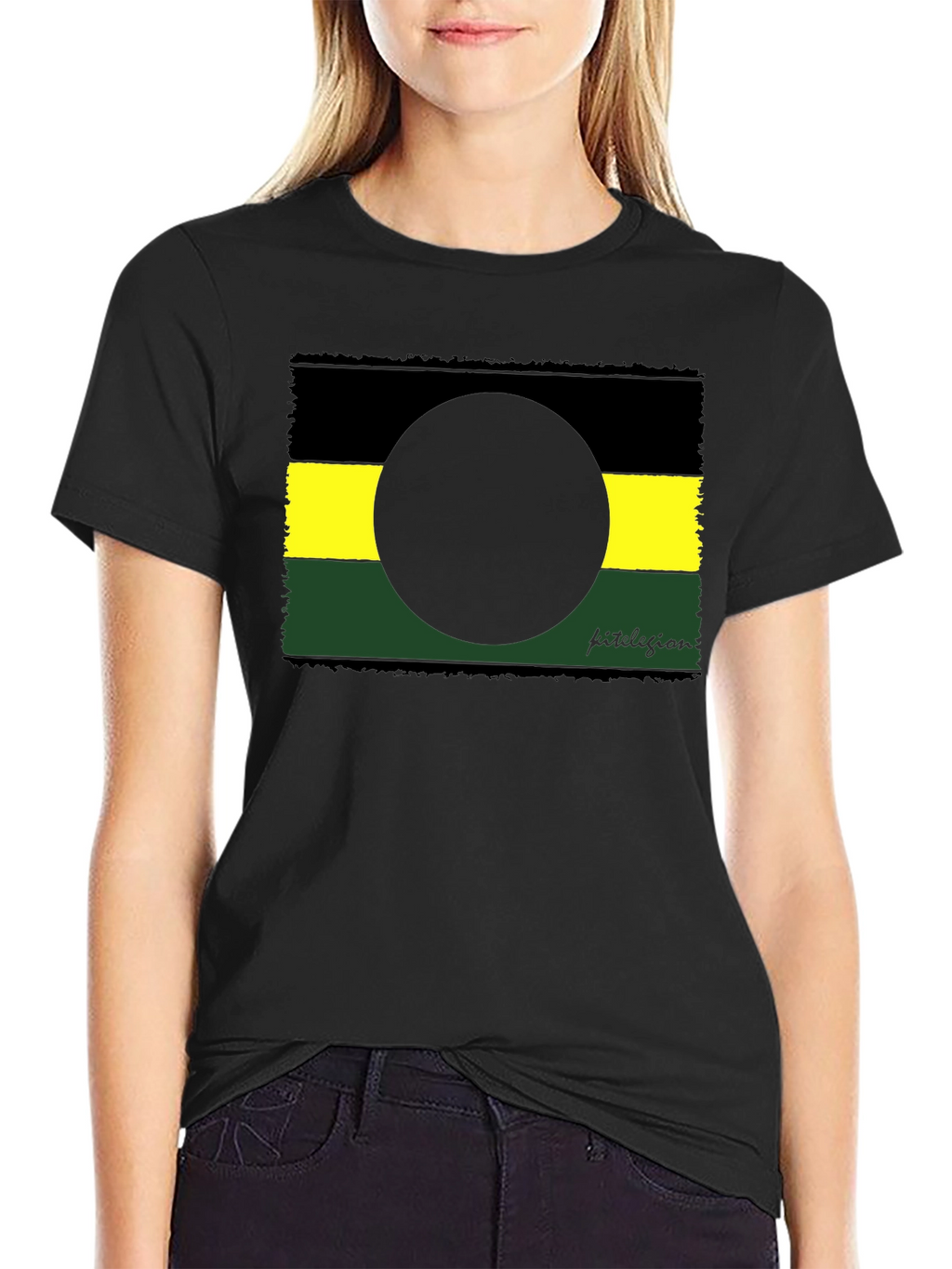 Abstract Graphic Tee - Black Yellow Green Design