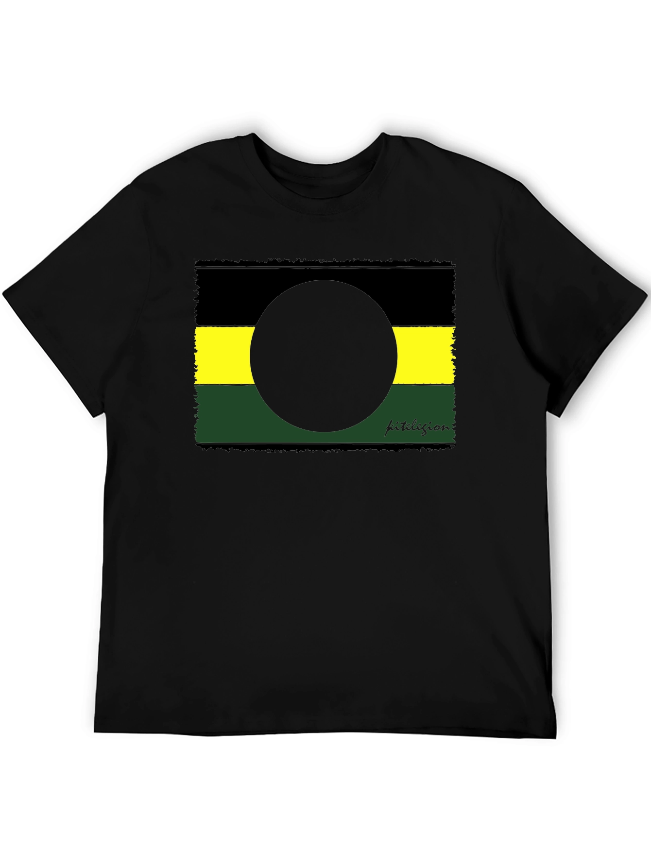 Abstract Graphic Tee - Black Yellow Green Design