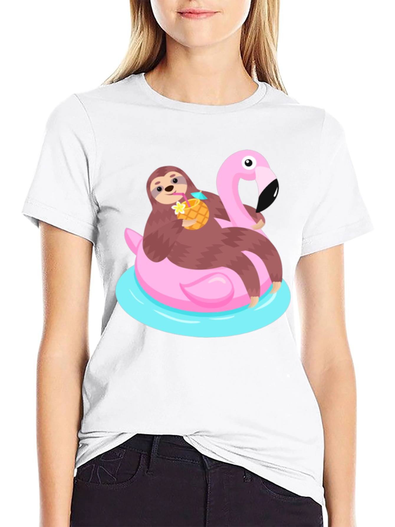 Sloth Flamingo Float T-Shirt - Relaxed Summer Vibes