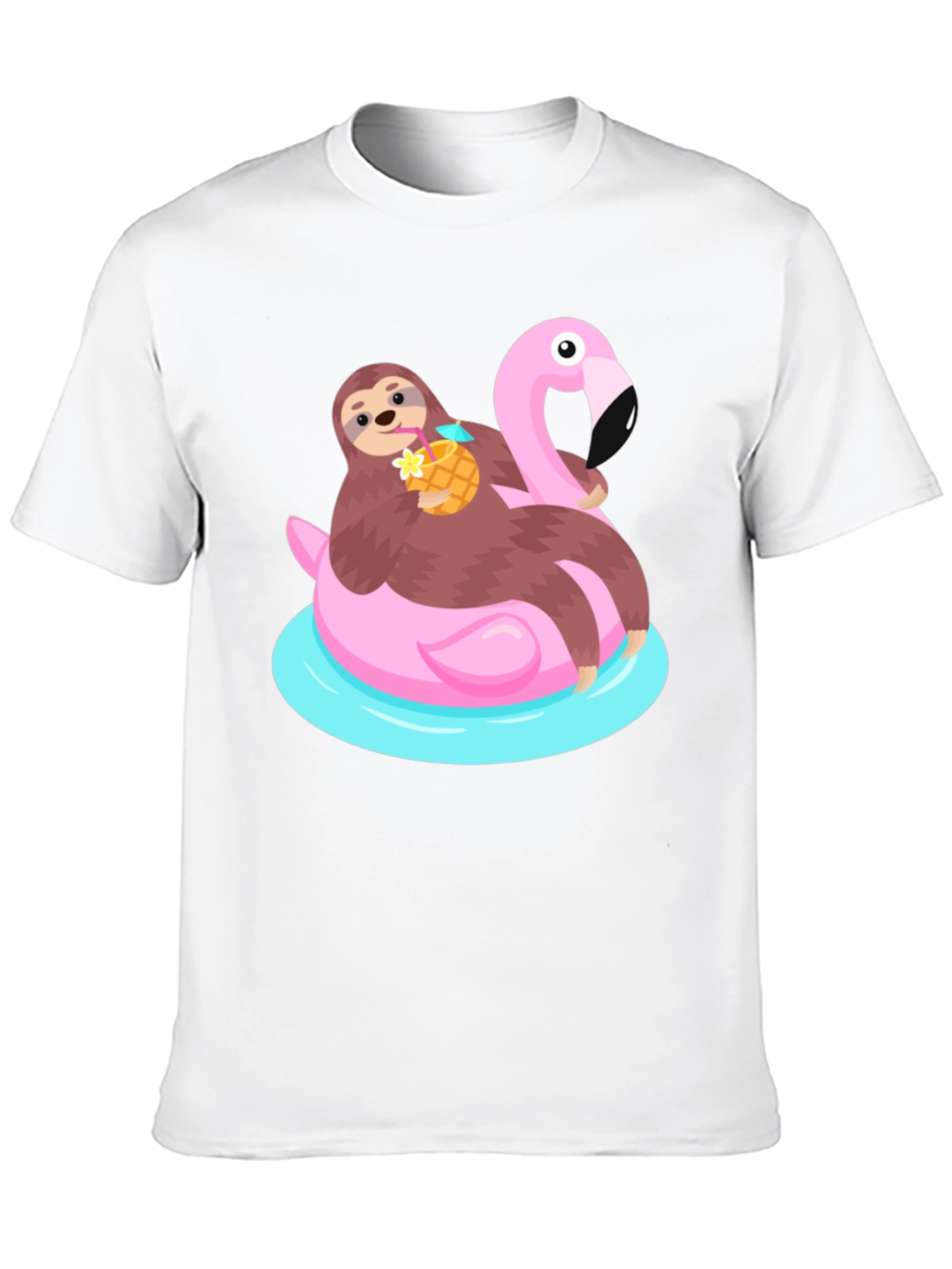 Sloth Flamingo Float T-Shirt - Relaxed Summer Vibes