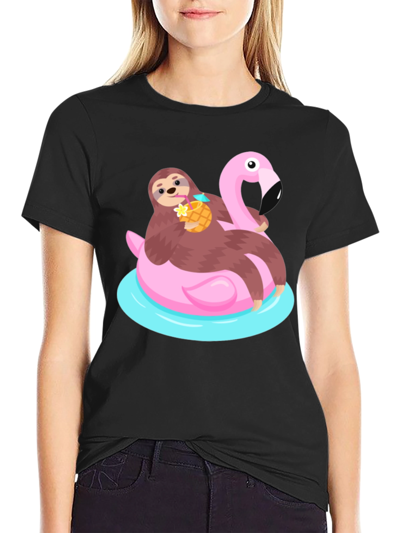 Sloth Flamingo Float T-Shirt - Relaxed Summer Vibes