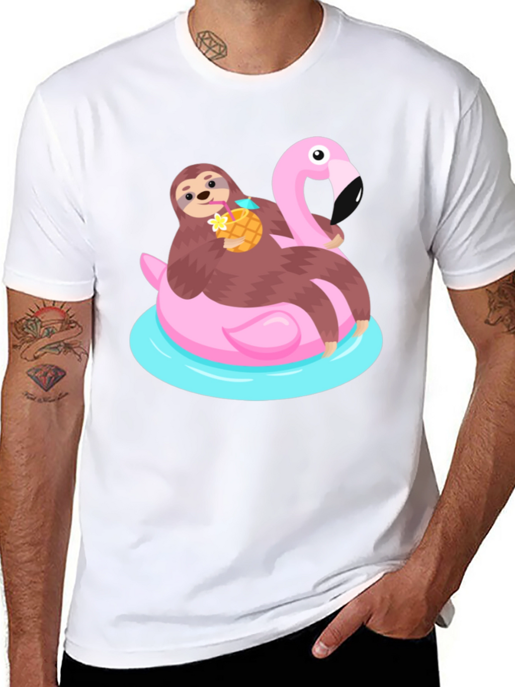Sloth Flamingo Float T-Shirt - Relaxed Summer Vibes