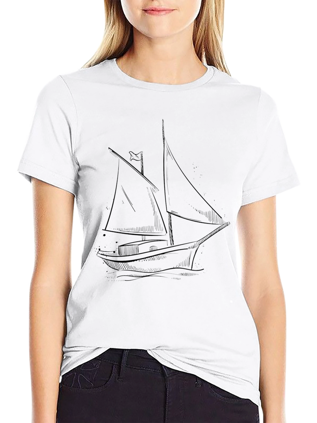 Nautical Sketch Tee - Classic Sailboat Design