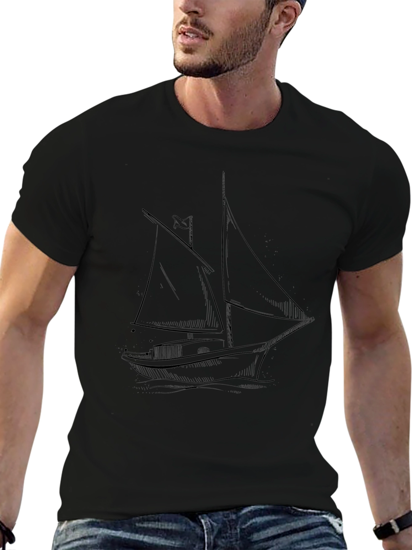 Nautical Sketch Tee - Classic Sailboat Design