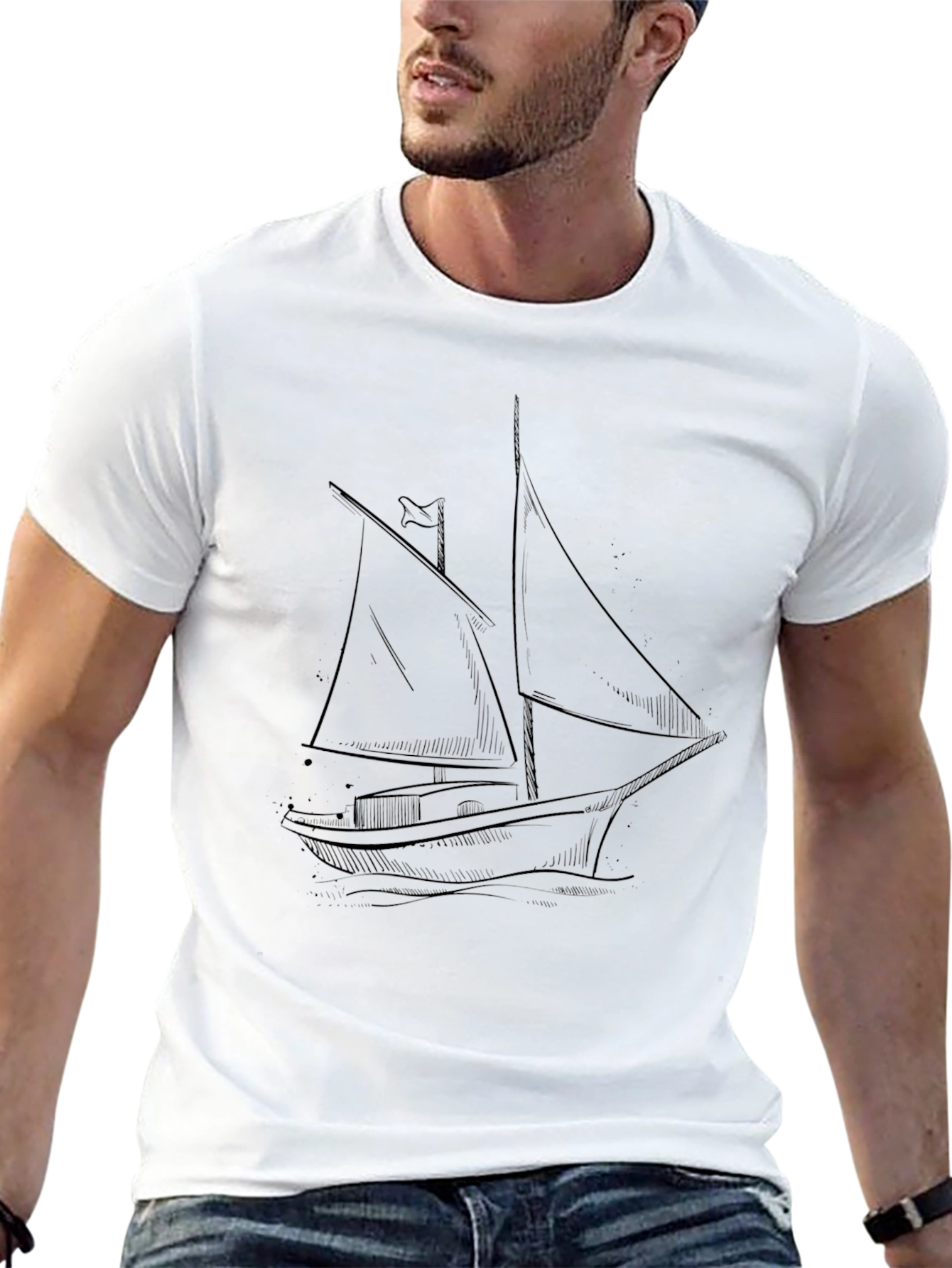 Nautical Sketch Tee - Classic Sailboat Design