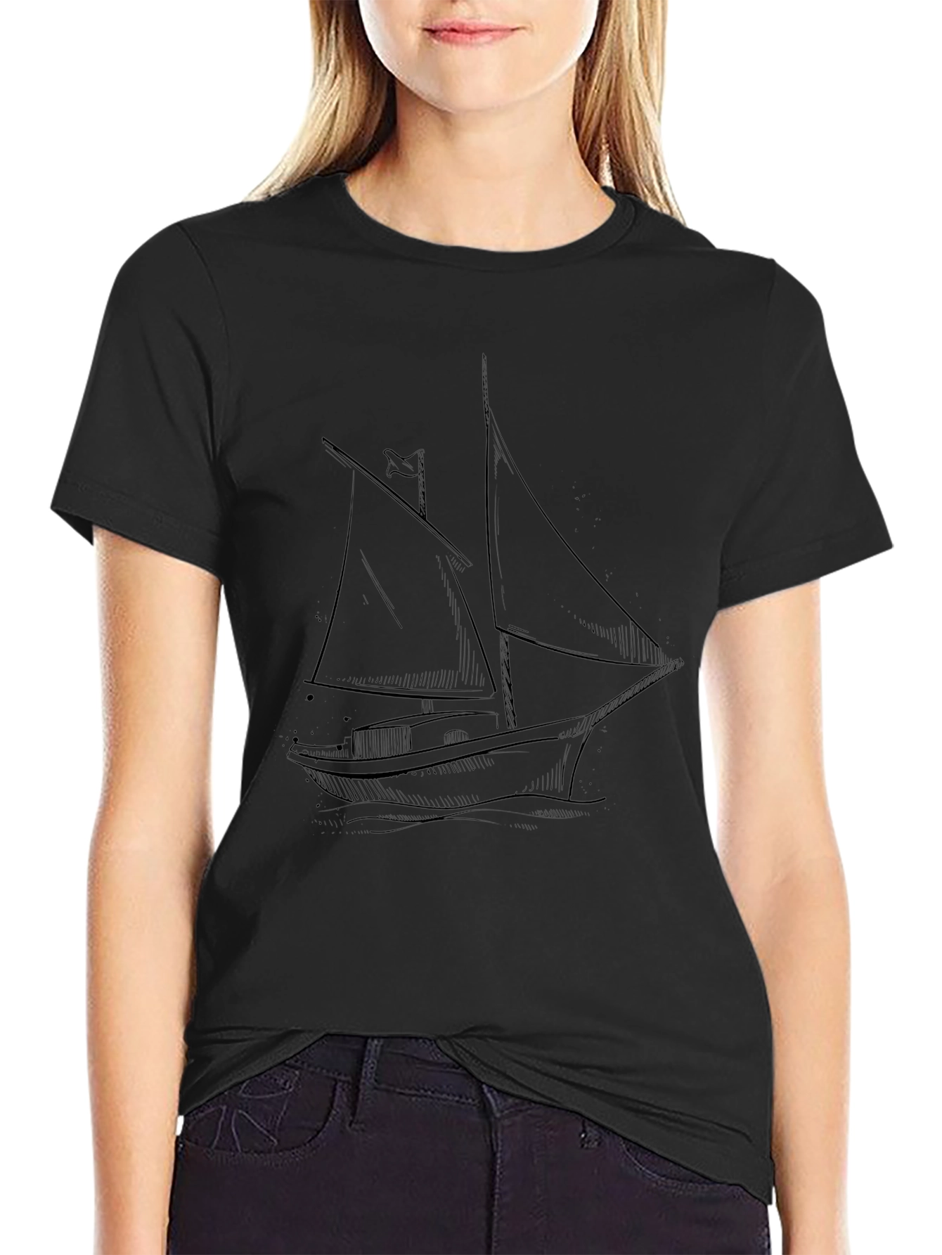 Nautical Sketch Tee - Classic Sailboat Design