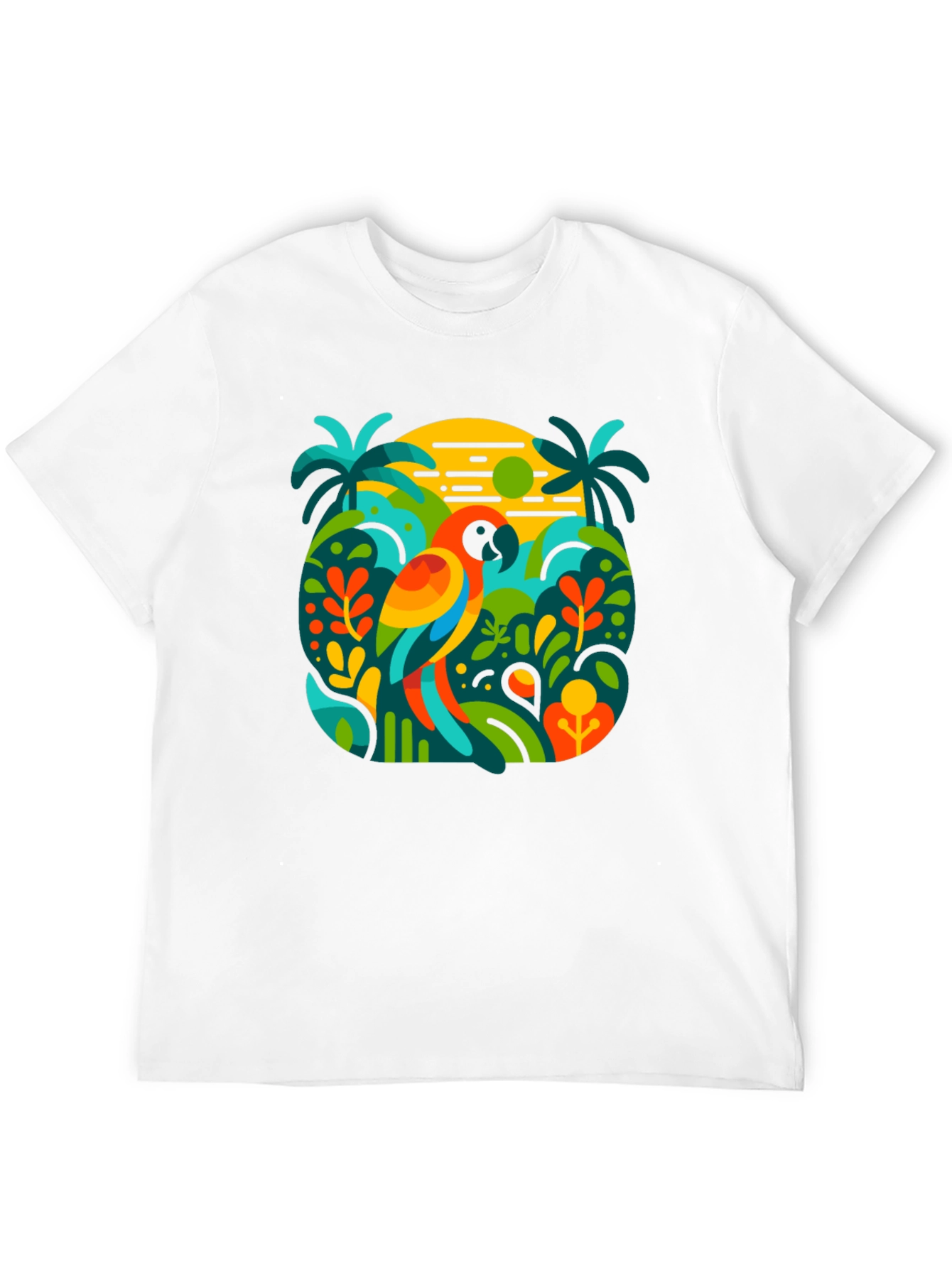 Tropical Parrot Graphic T-Shirt - Island Style