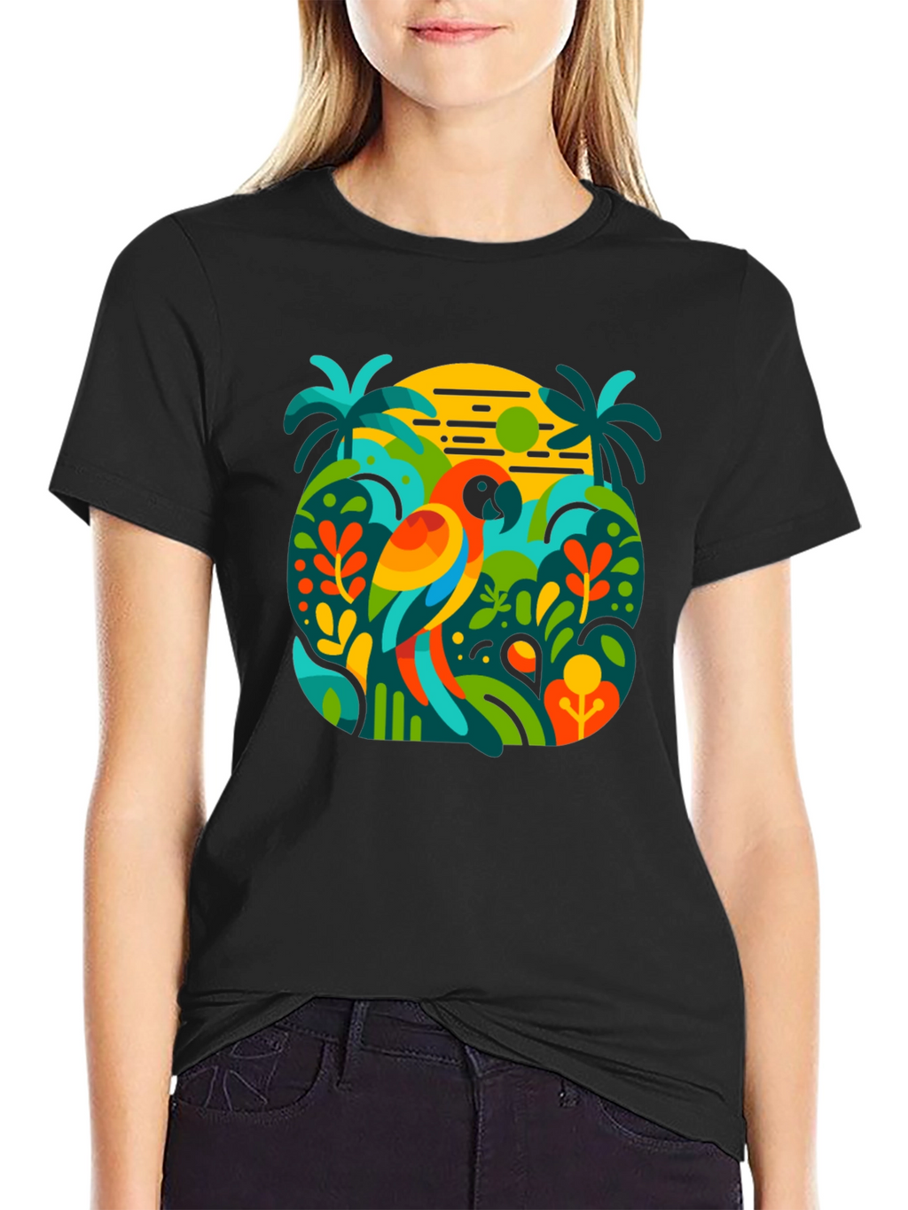 Tropical Parrot Graphic T-Shirt - Island Style