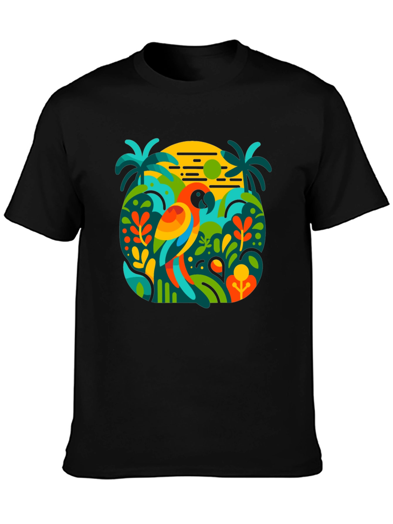 Tropical Parrot Graphic T-Shirt - Island Style