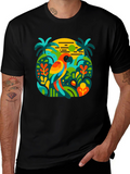 Tropical Parrot Graphic T-Shirt - Island Style