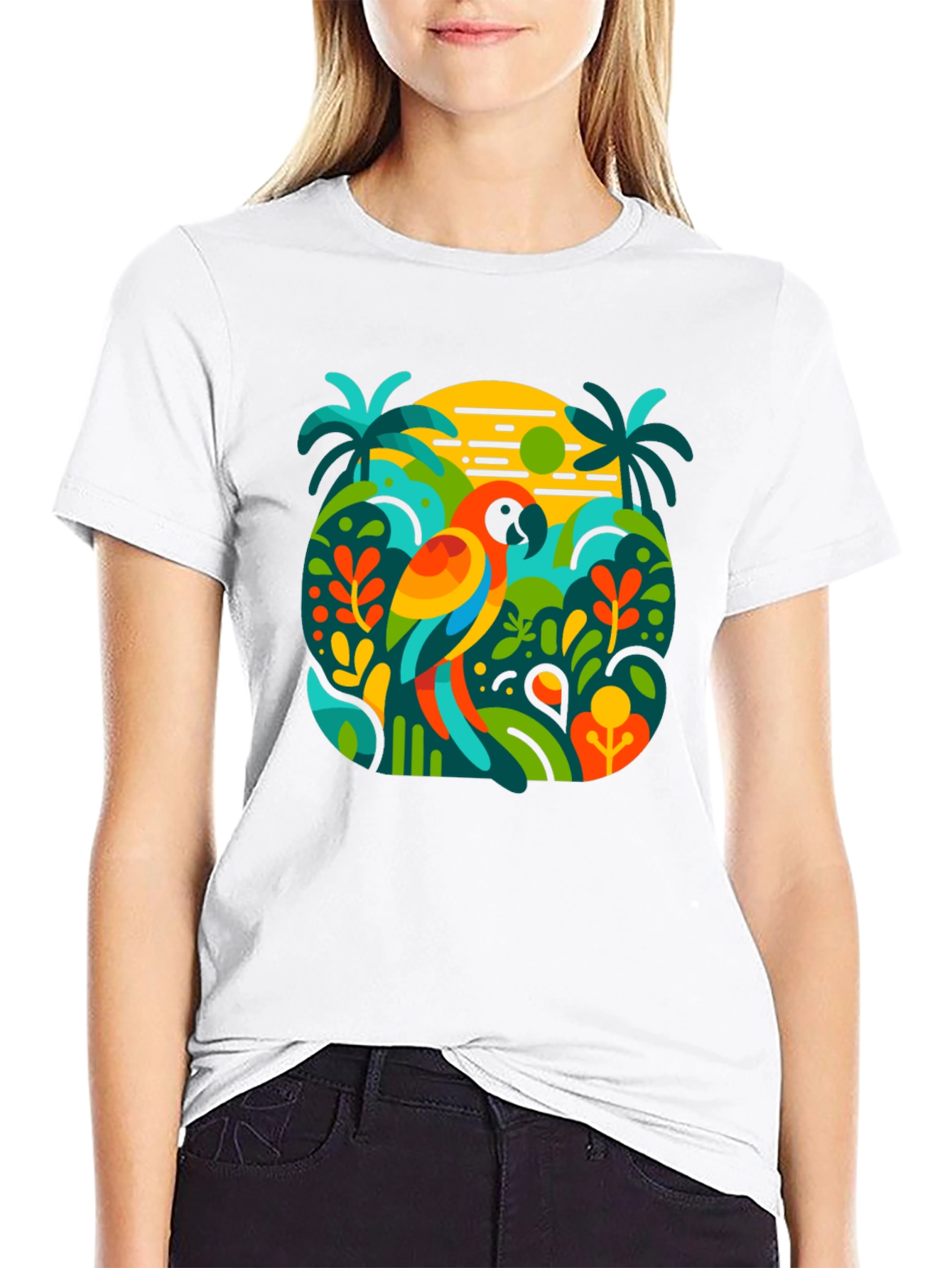Tropical Parrot Graphic T-Shirt - Island Style