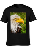 Bald Eagle Graphic Print Black T-Shirt