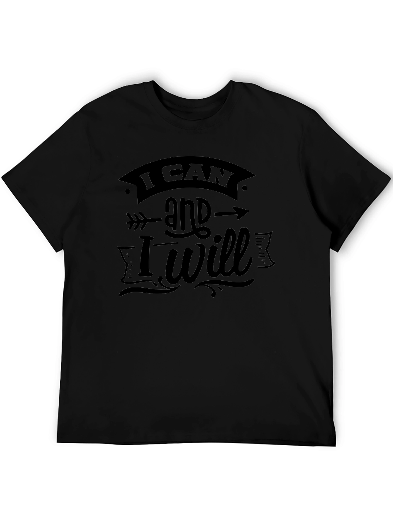 Inspirational I Can and I Will Black Graphic Tee