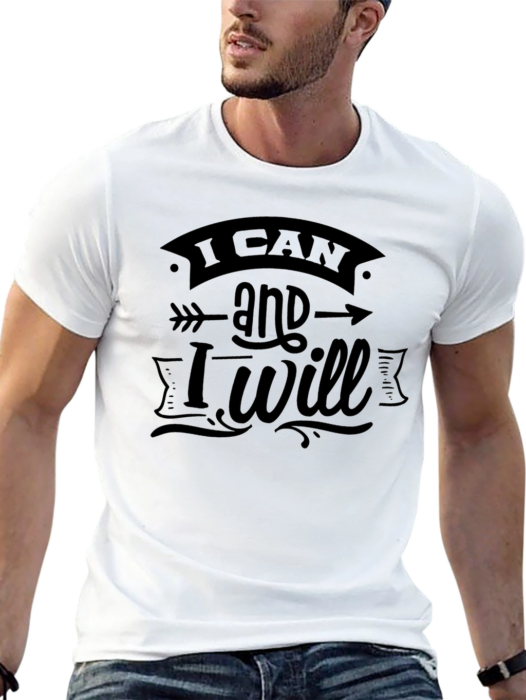 Inspirational I Can and I Will Black Graphic Tee