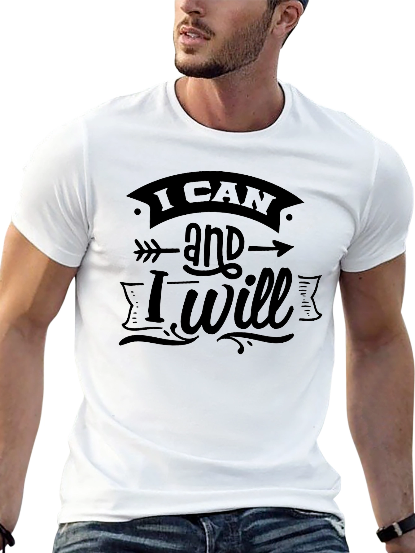 Inspirational I Can and I Will Black Graphic Tee