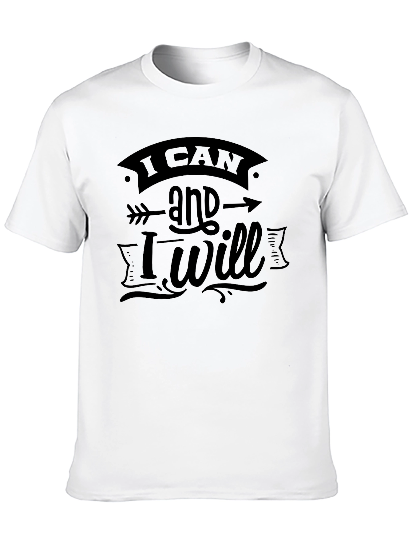 Inspirational I Can and I Will Black Graphic Tee