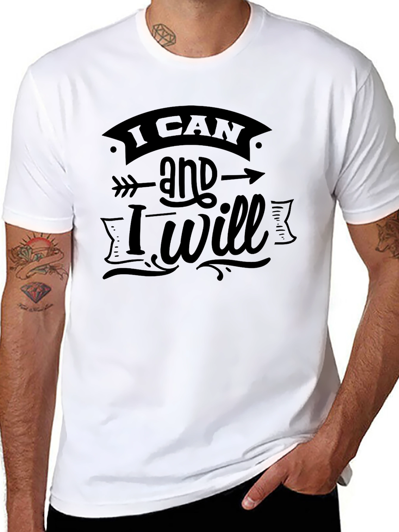 Inspirational I Can and I Will Black Graphic Tee