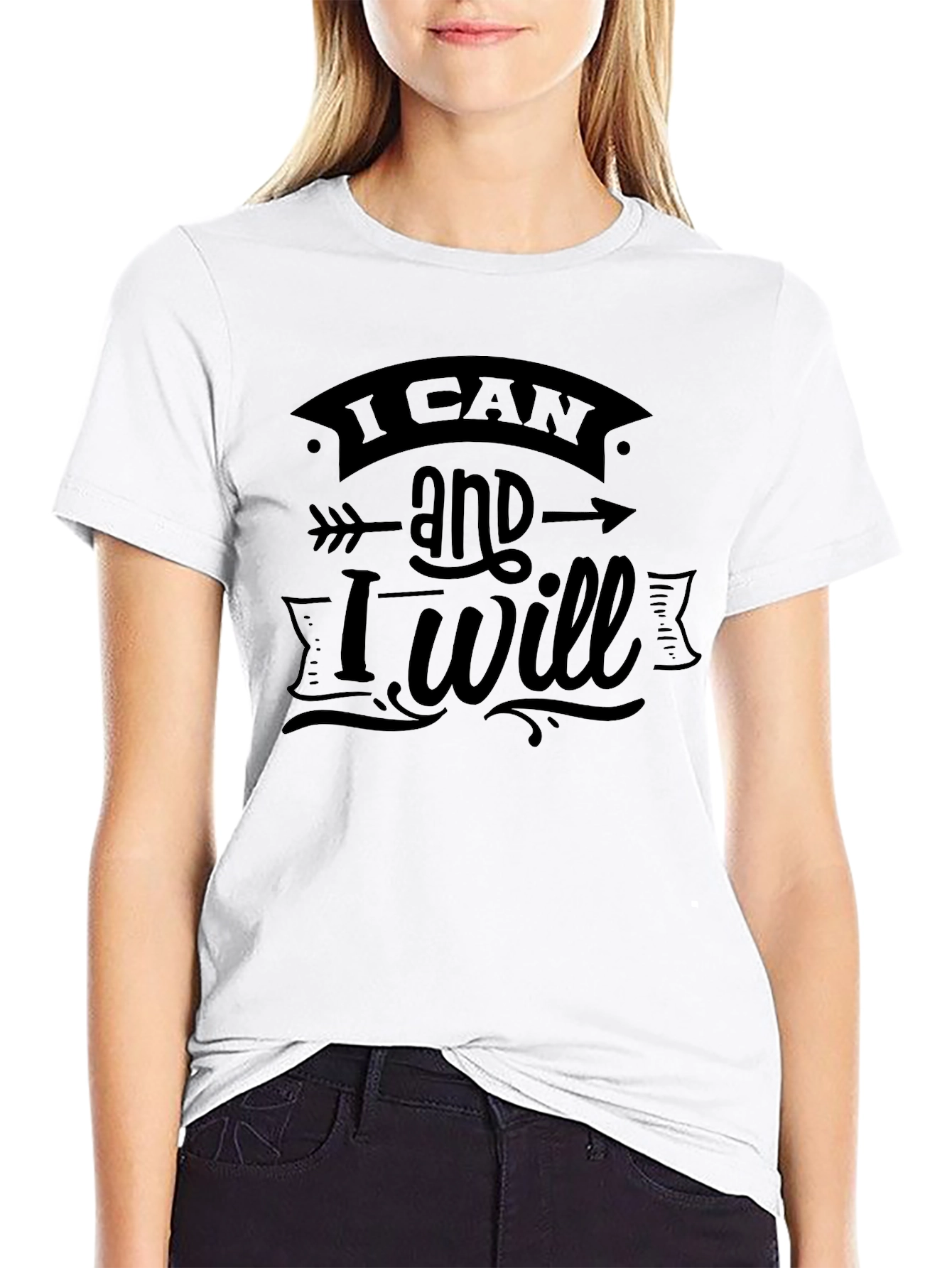 Inspirational I Can and I Will Black Graphic Tee