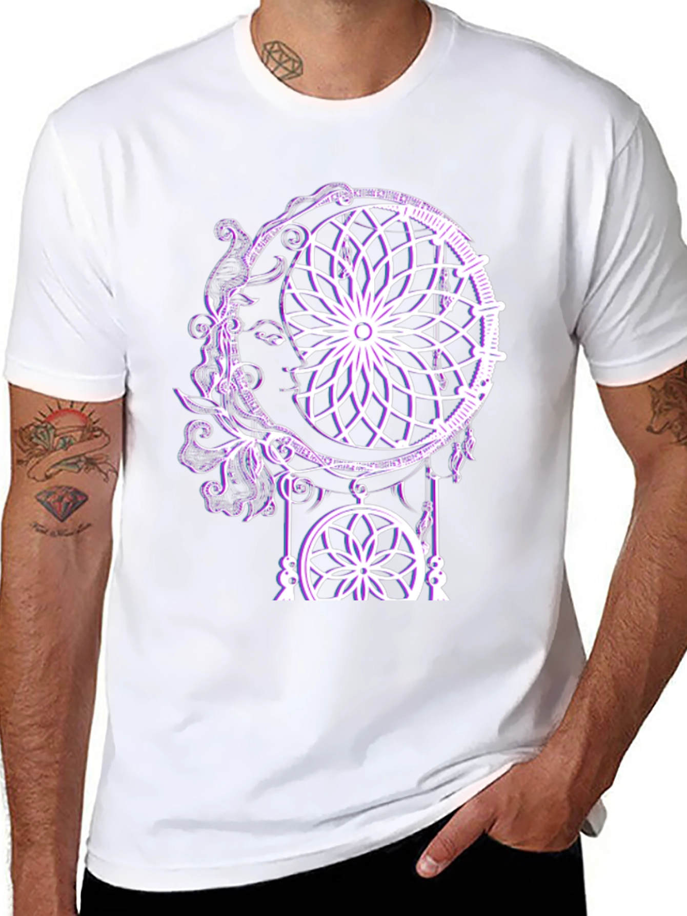 Dreamcatcher Moon Graphic Tee - Stylish Black T-Shirt