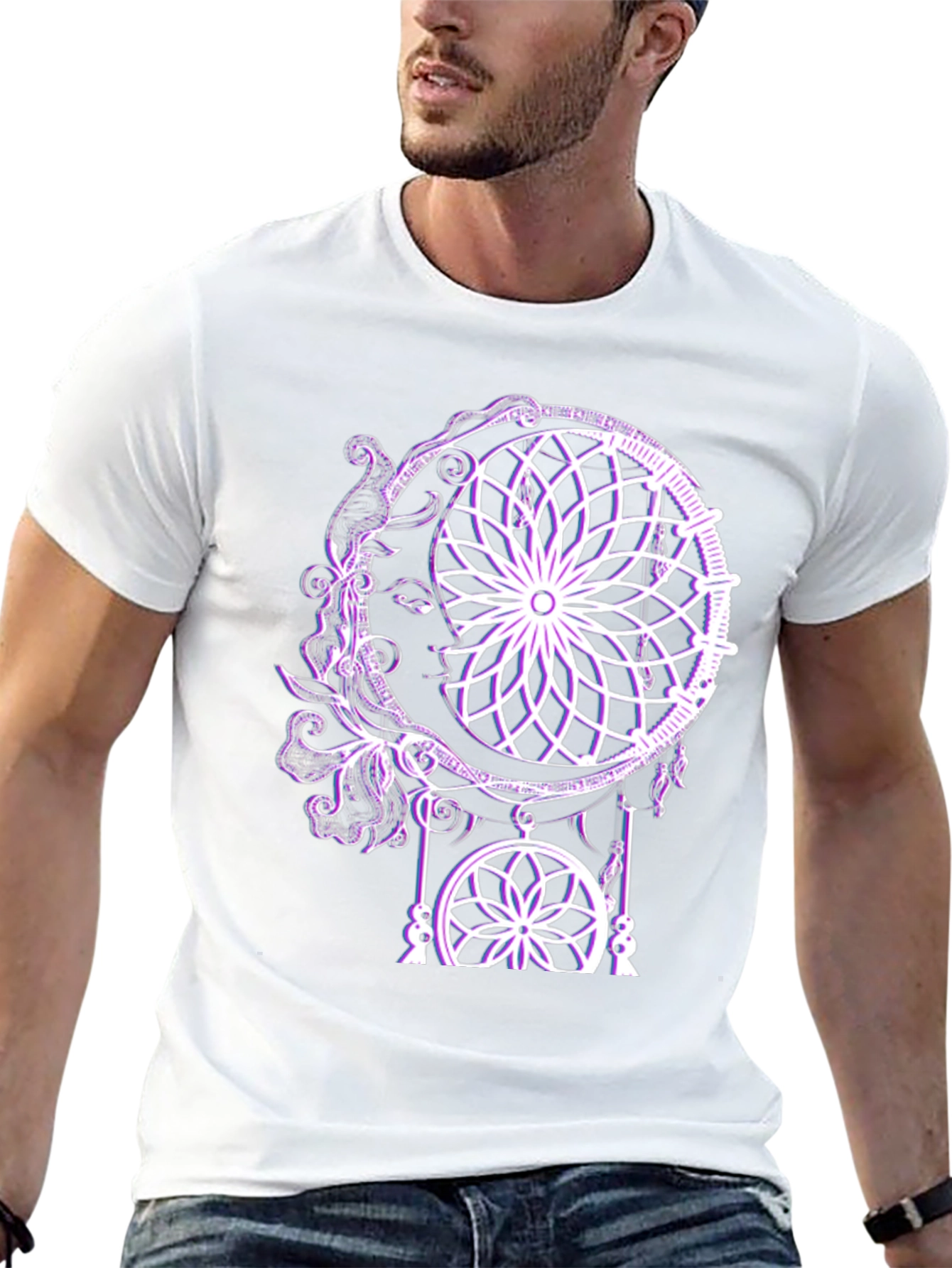 Dreamcatcher Moon Graphic Tee - Stylish Black T-Shirt