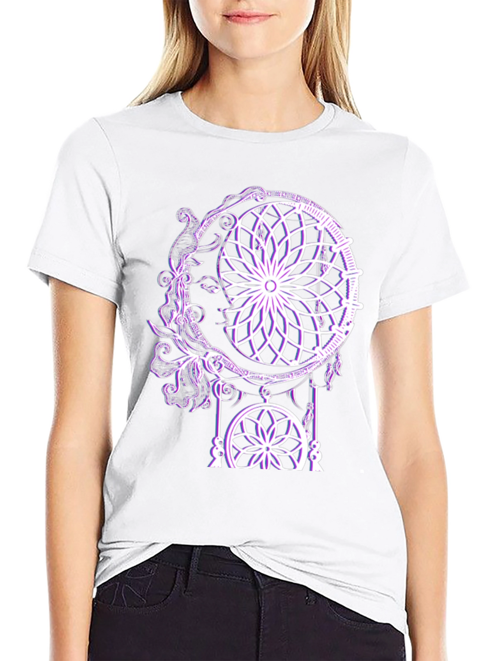 Dreamcatcher Moon Graphic Tee - Stylish Black T-Shirt