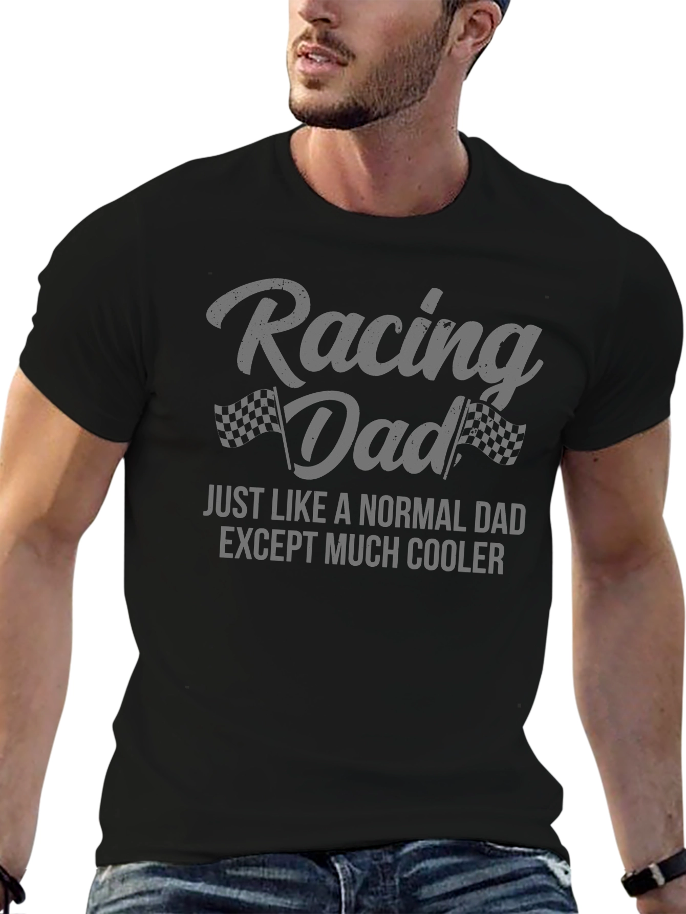 Racing Dad Black T-Shirt - Cool Dad Gift