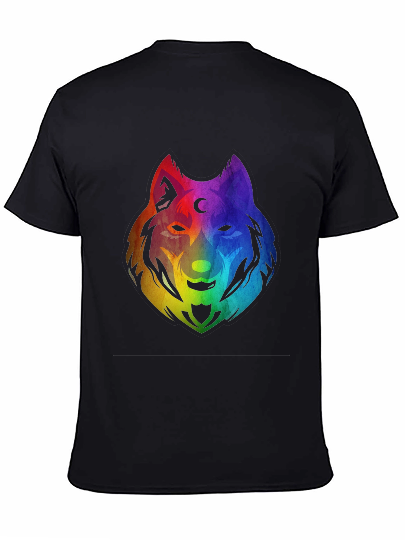 Rainbow Wolf Graphic T-Shirt - Black