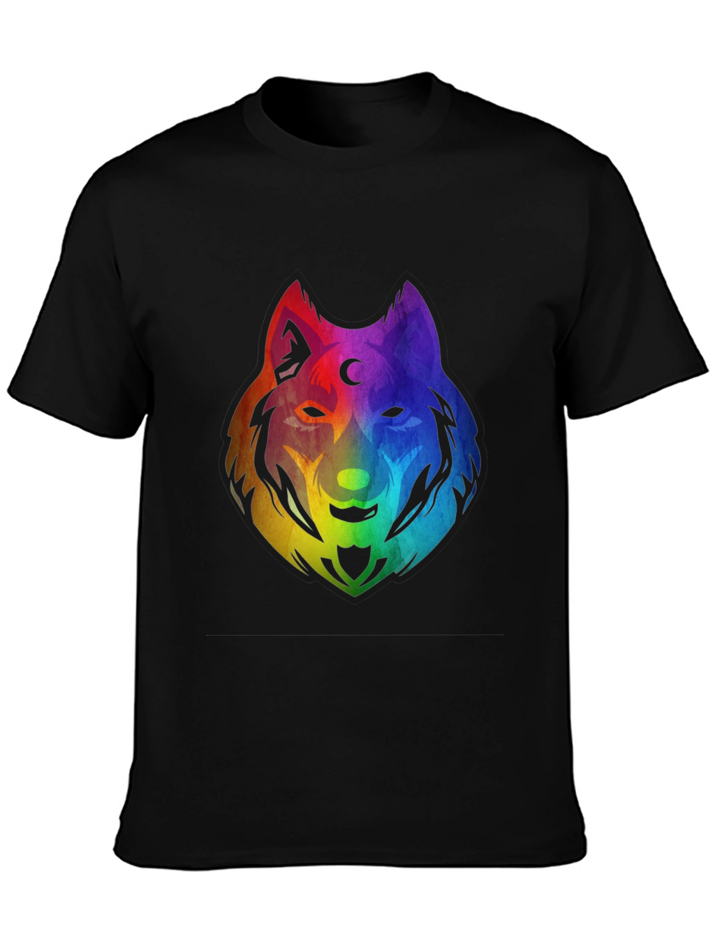 Rainbow Wolf Graphic T-Shirt - Black