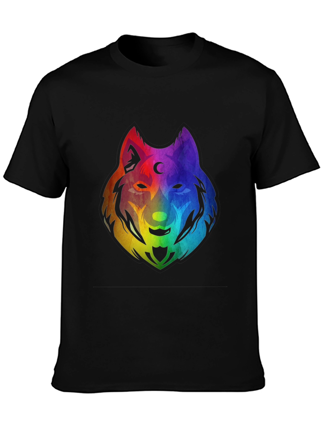 Rainbow Wolf Graphic T-Shirt - Black