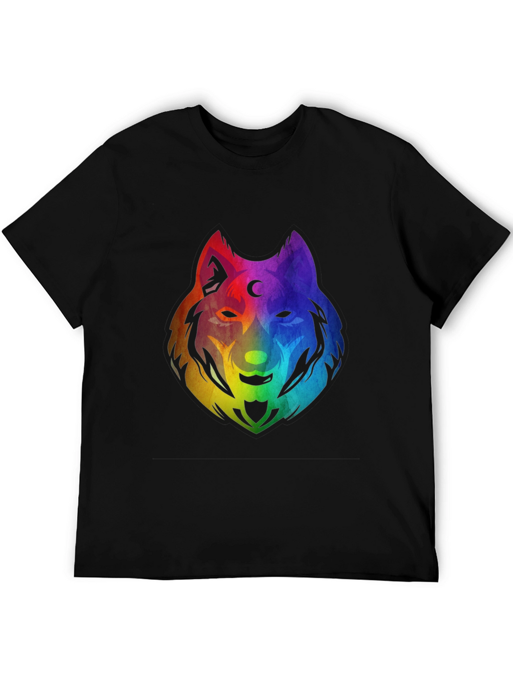 Rainbow Wolf Graphic T-Shirt - Black