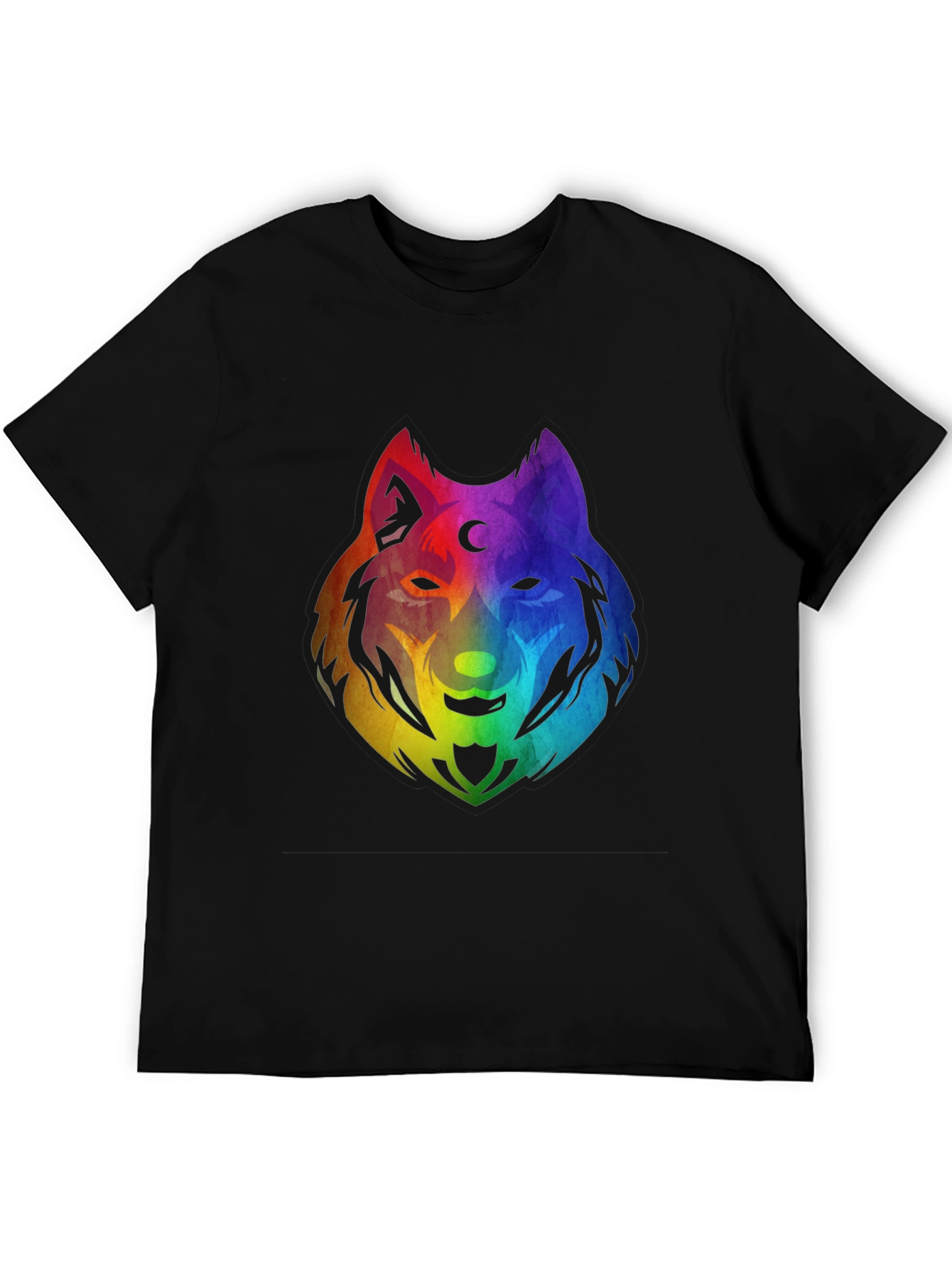 Rainbow Wolf Graphic T-Shirt - Black