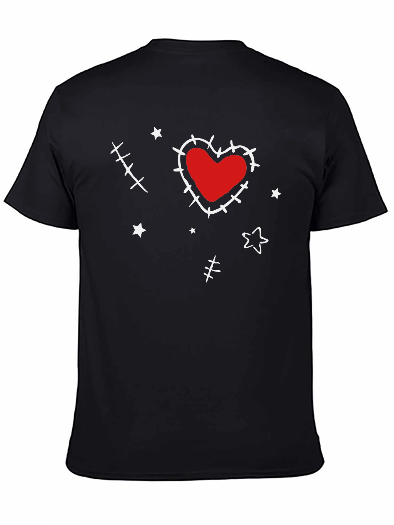 Heart Stitch Graphic Tee - Black