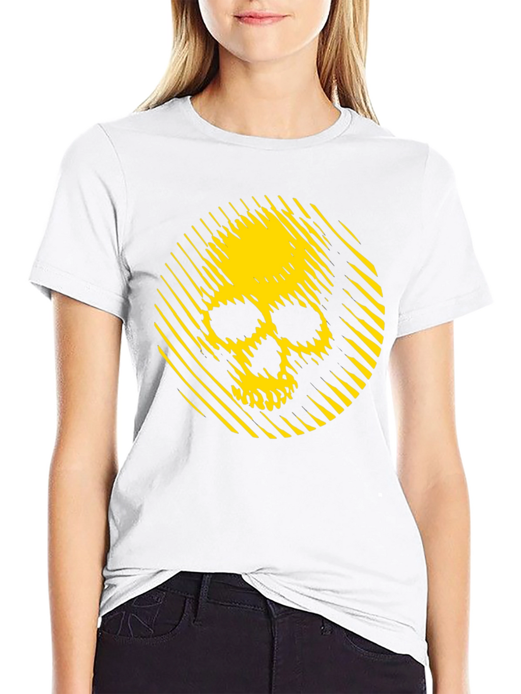 Yellow Skull Graphic Black T-Shirt