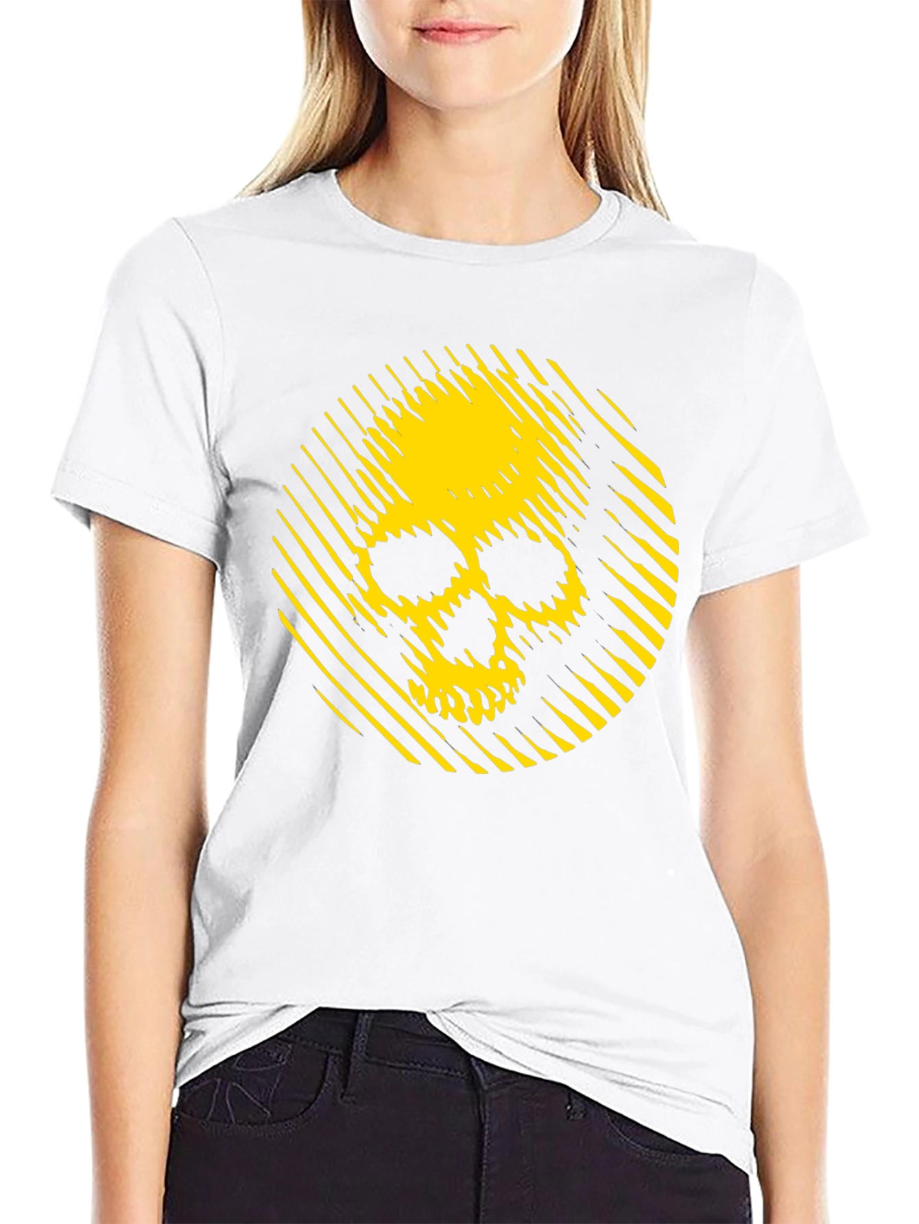 Yellow Skull Graphic Black T-Shirt