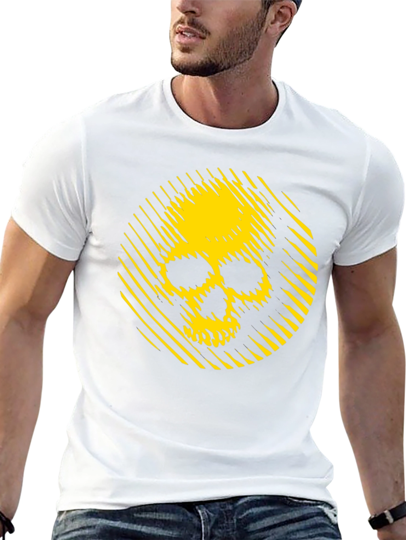 Yellow Skull Graphic Black T-Shirt