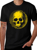 Yellow Skull Graphic Black T-Shirt