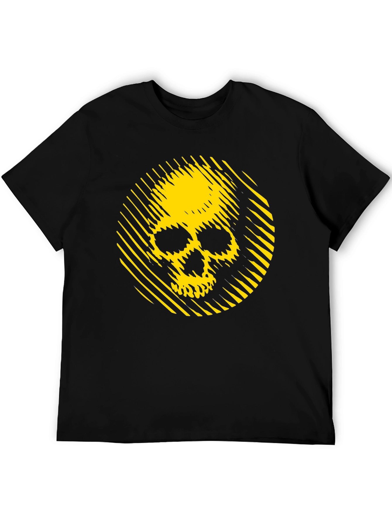 Yellow Skull Graphic Black T-Shirt