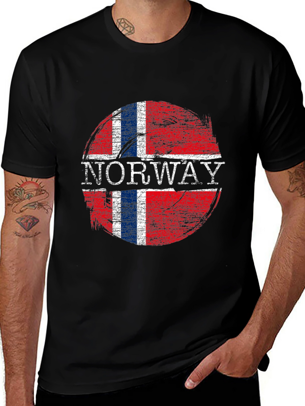 Norway Flag Graphic T-Shirt - Distressed Design
