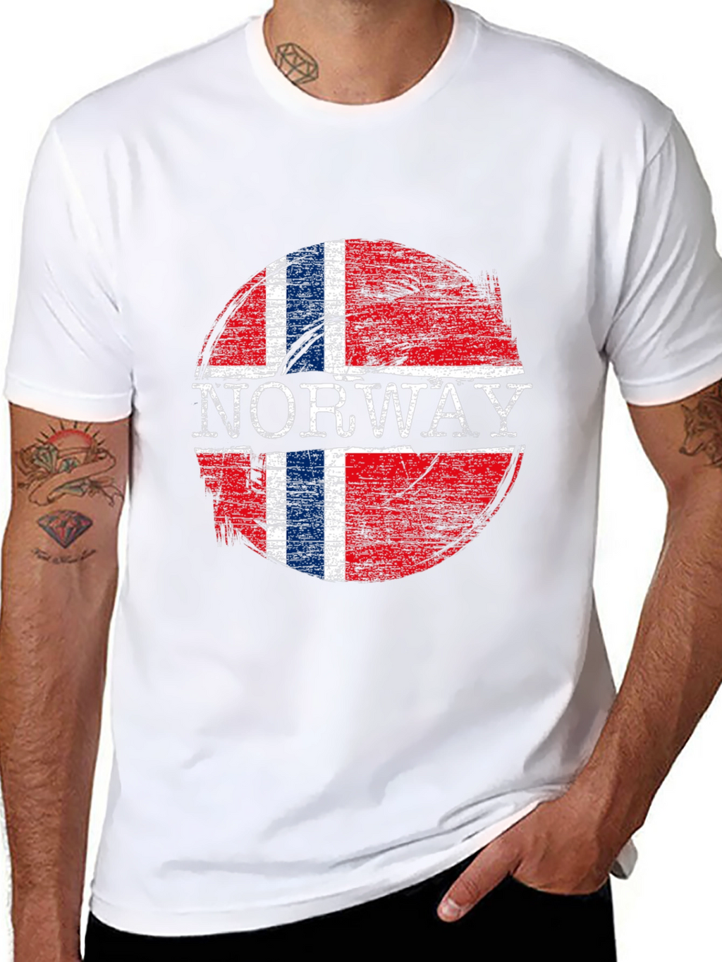 Norway Flag Graphic T-Shirt - Distressed Design