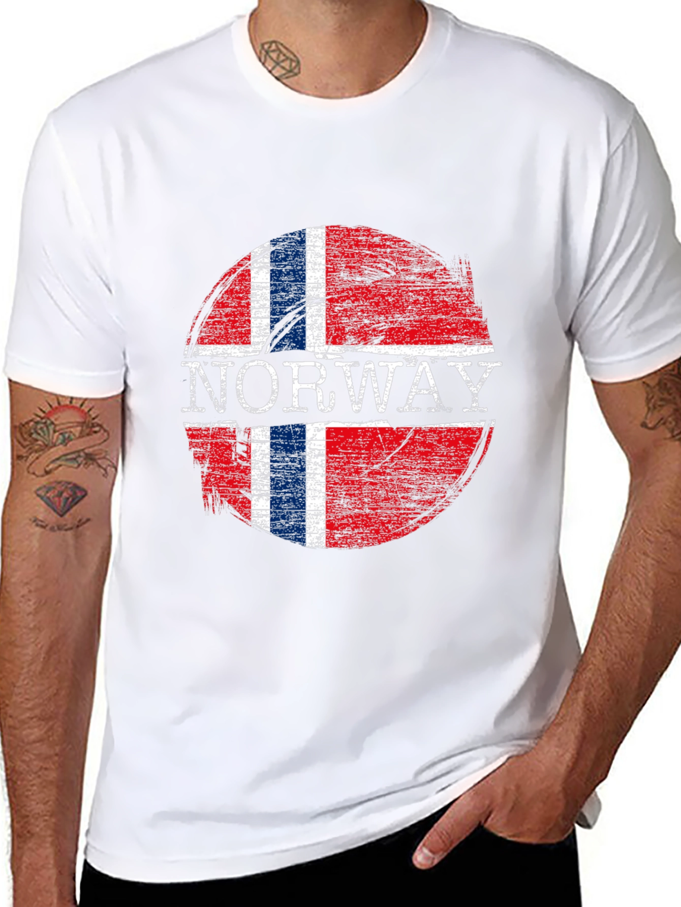 Norway Flag Graphic T-Shirt - Distressed Design