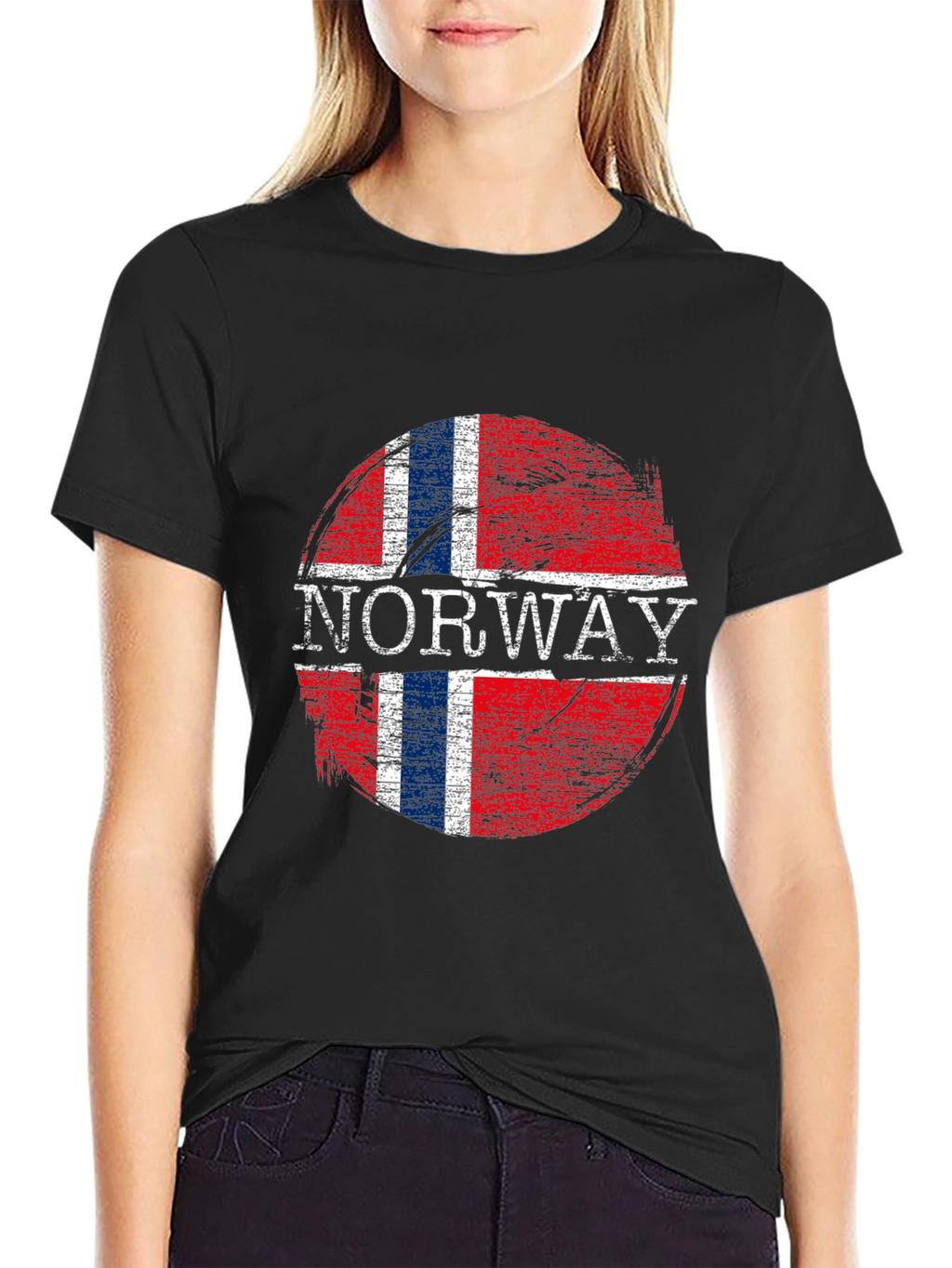 Norway Flag Graphic T-Shirt - Distressed Design