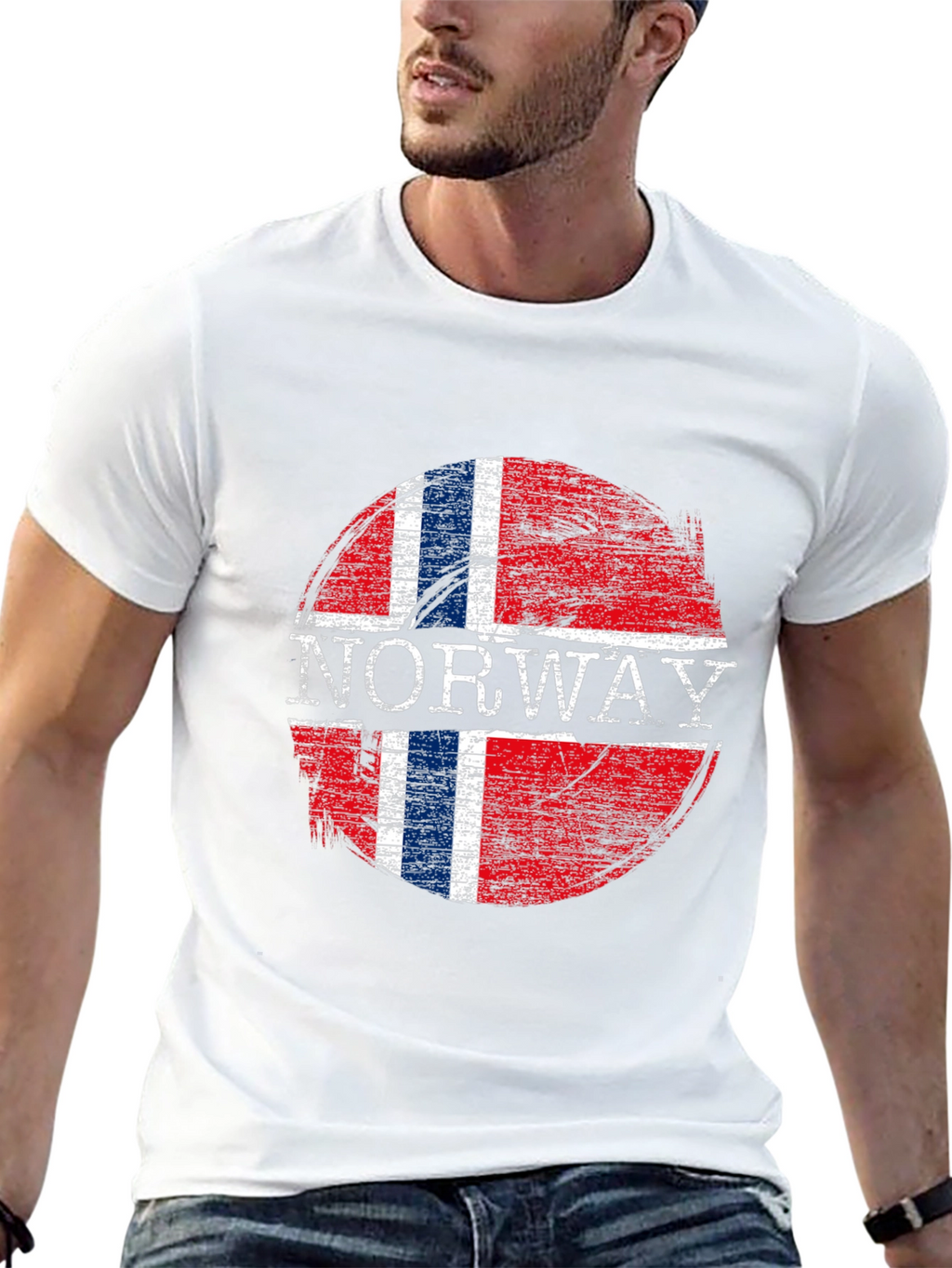 Norway Flag Graphic T-Shirt - Distressed Design