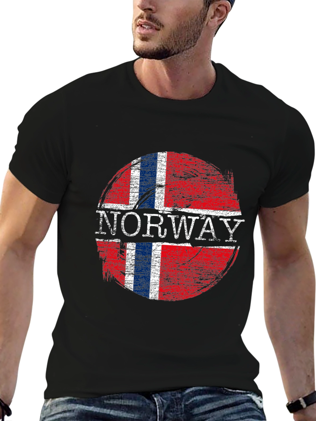 Norway Flag Graphic T-Shirt - Distressed Design