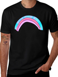 Rainbow Graphic Print Mens Black T-Shirt