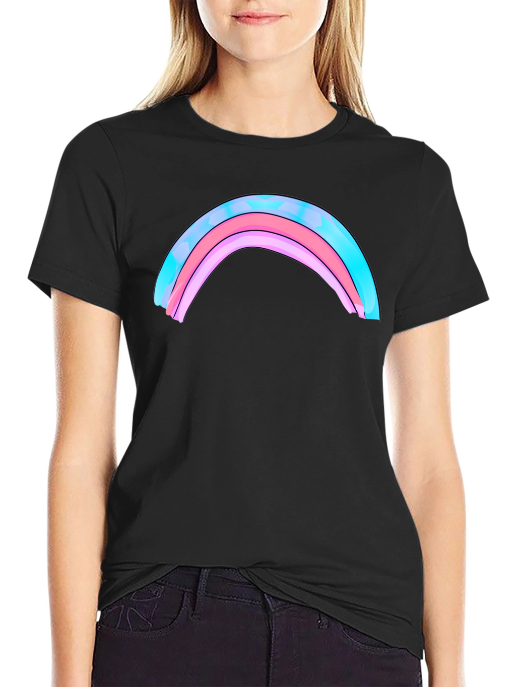 Rainbow Graphic Print Mens Black T-Shirt