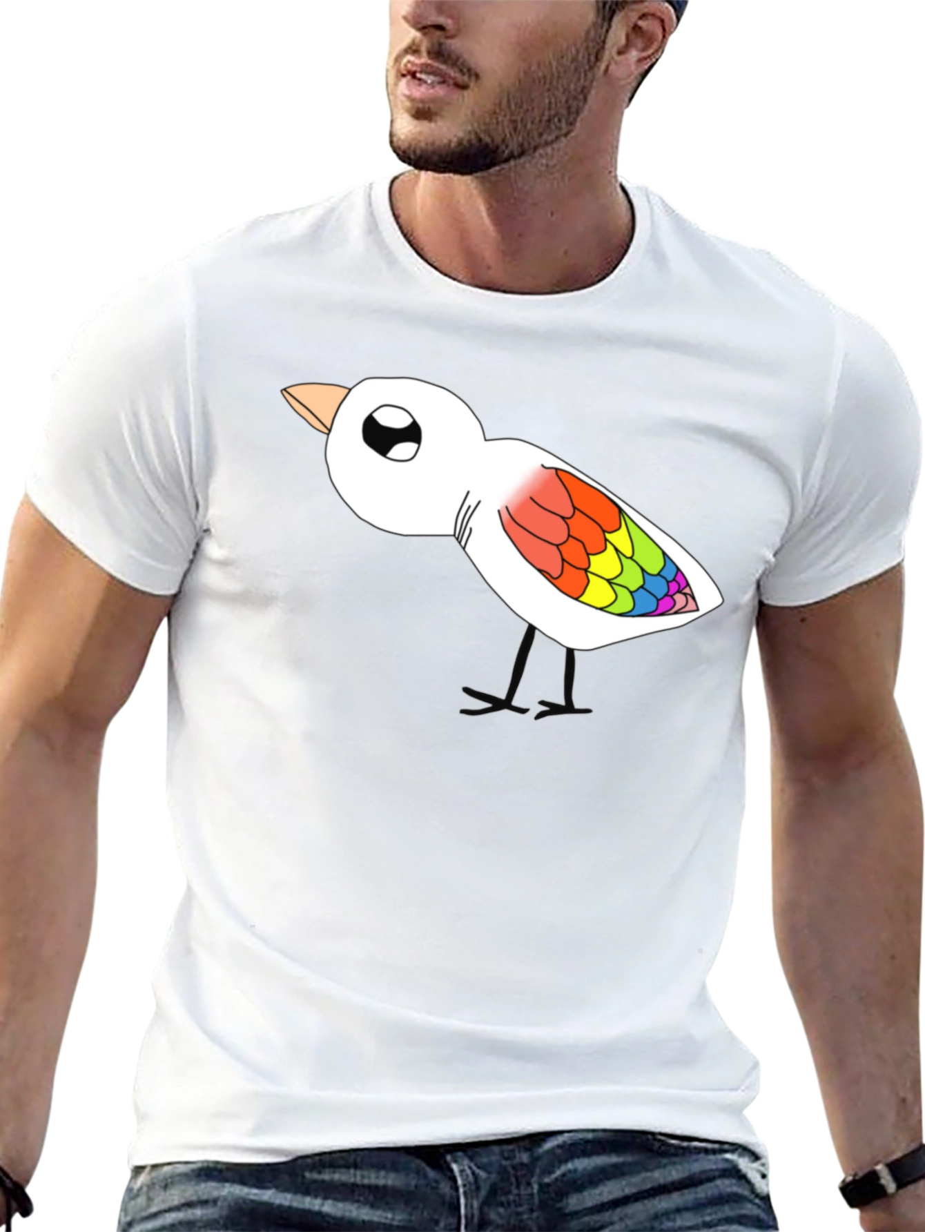 Rainbow Bird Graphic T-Shirt - Mens Black Tee